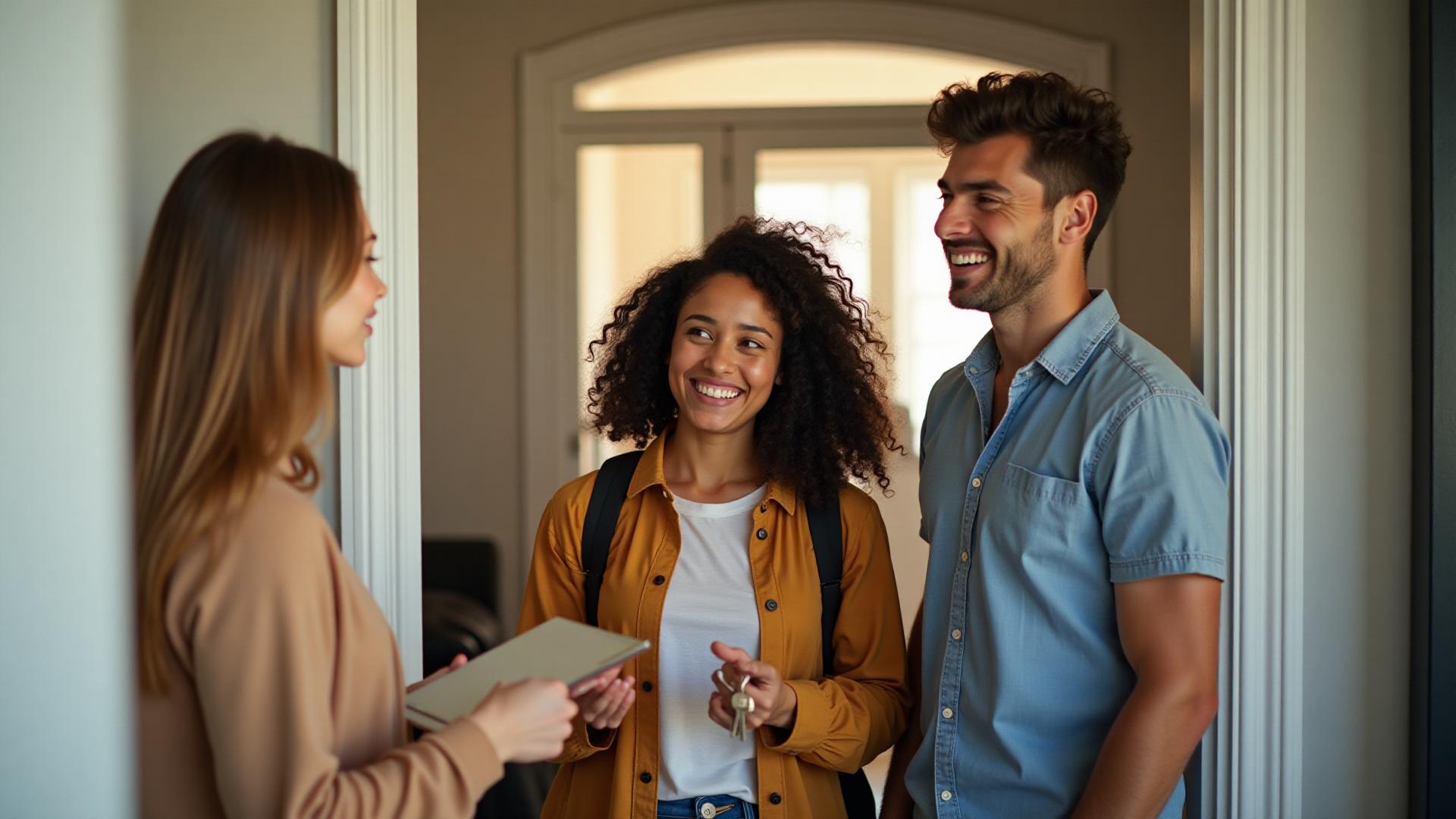 Landlord handing keys to tenant